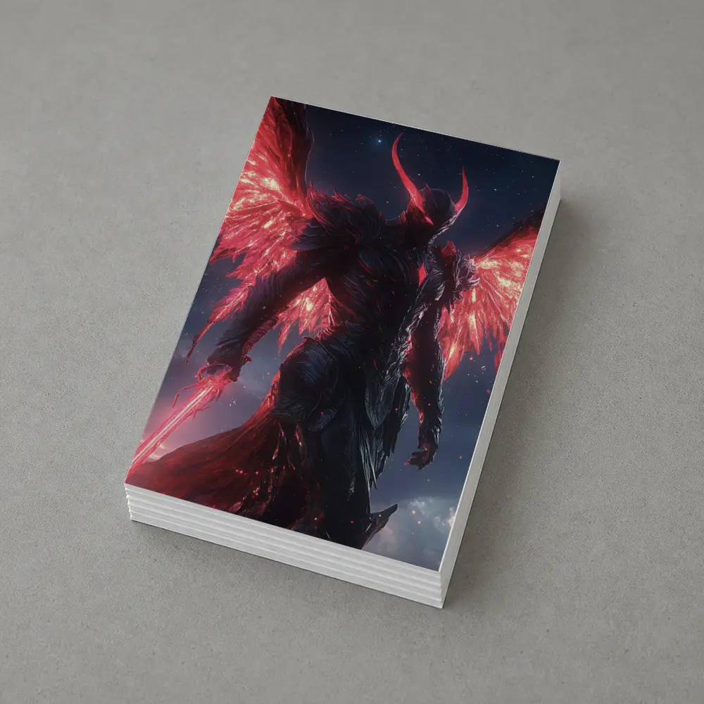 Dark Demon Angel Red Wings Starry Sky – Postcards