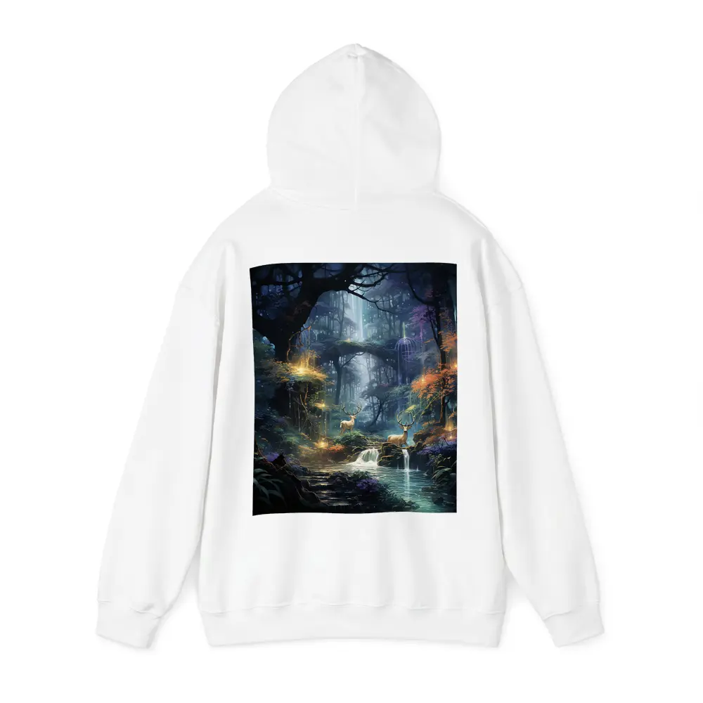 Enchanted Forest Deer by Glowing Waterfall – Hoodies