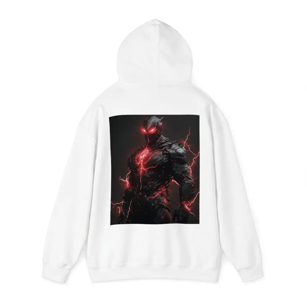 Dark Armored Warrior Red Lightning Fantasy Art – Hoodies