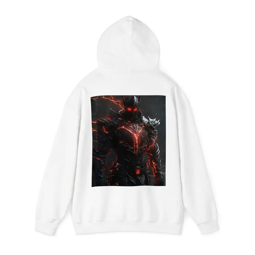 Dark Armored Warrior Glowing Red Lightning – Hoodies