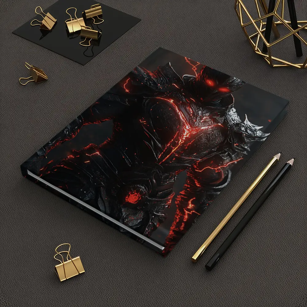 Dark Armored Warrior Glowing Red Lightning – Notebooks