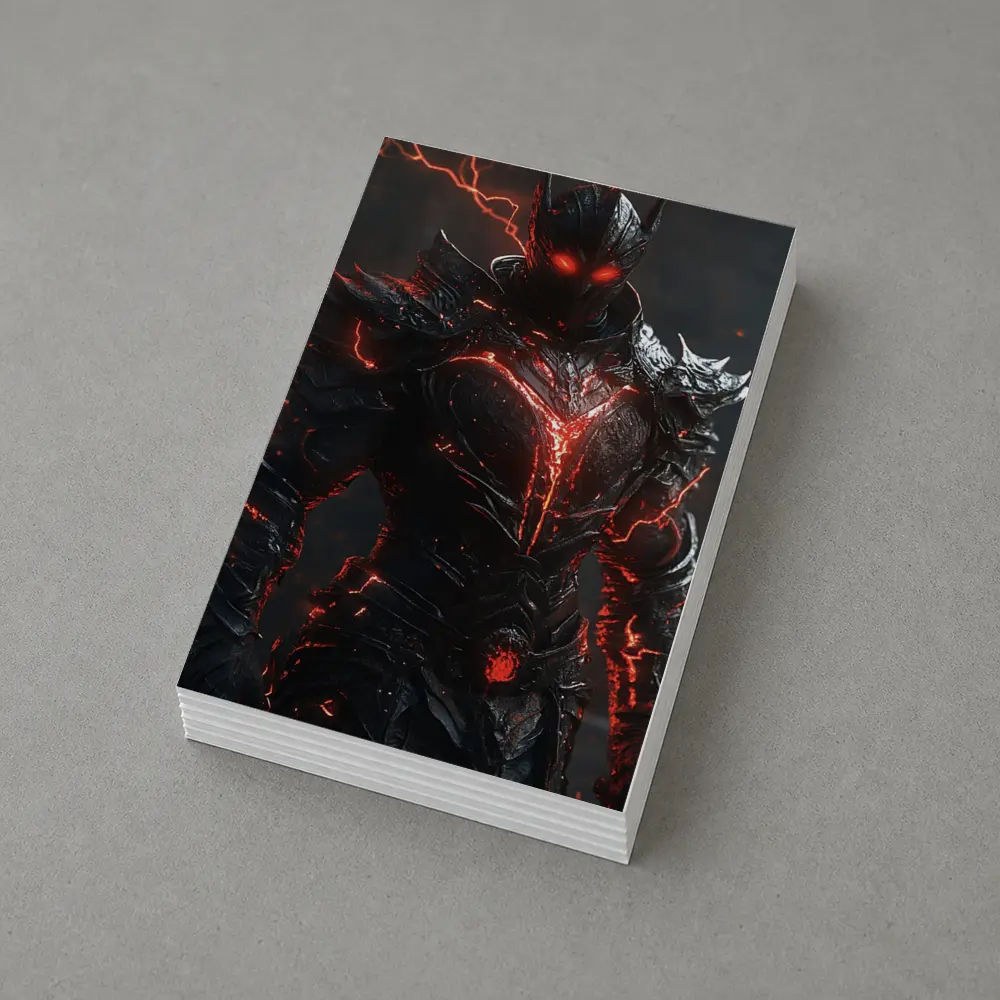 Dark Armored Warrior Glowing Red Lightning – Postcards