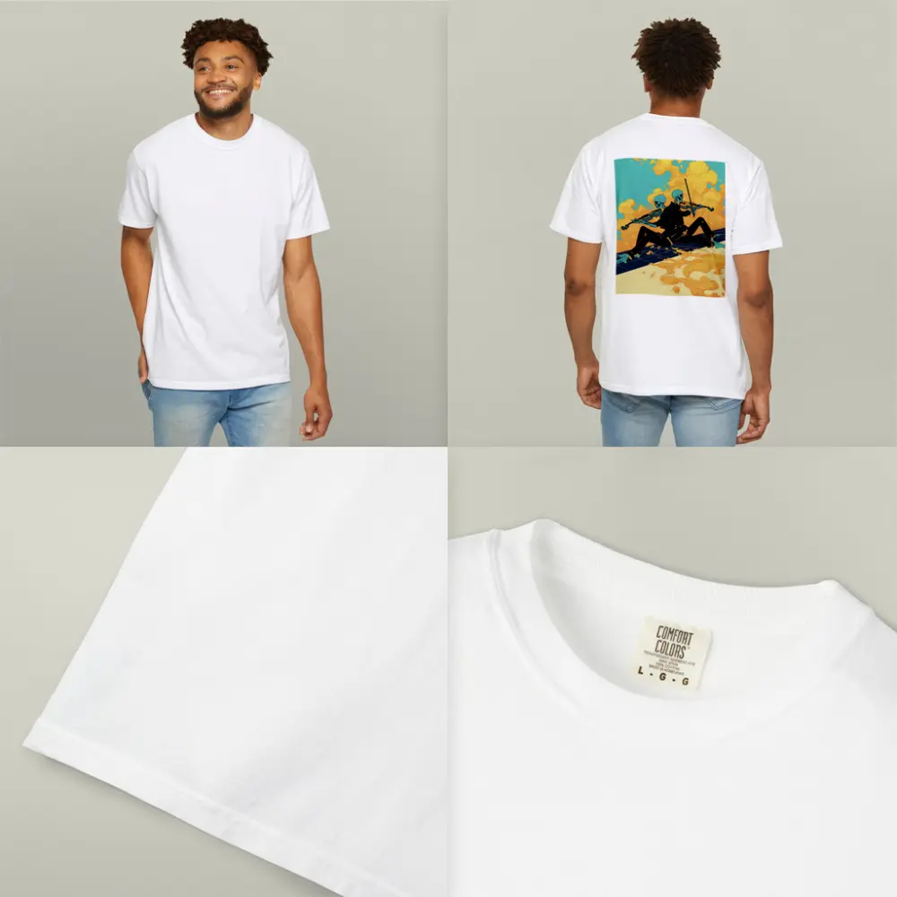 Skeleton Duo Playing Violin Teal Background – T-Shirts