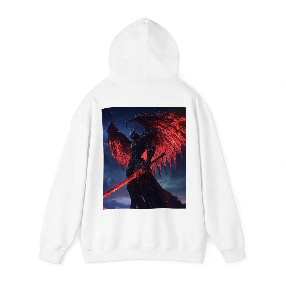 Dark Demon Warrior Red Wings Night Sky – Hoodies