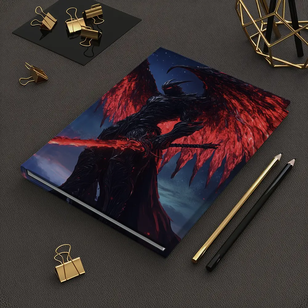 Dark Demon Warrior Red Wings Night Sky – Notebooks