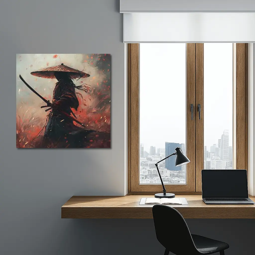 Samurai Warrior With Katana Ember Storm – Wall Art