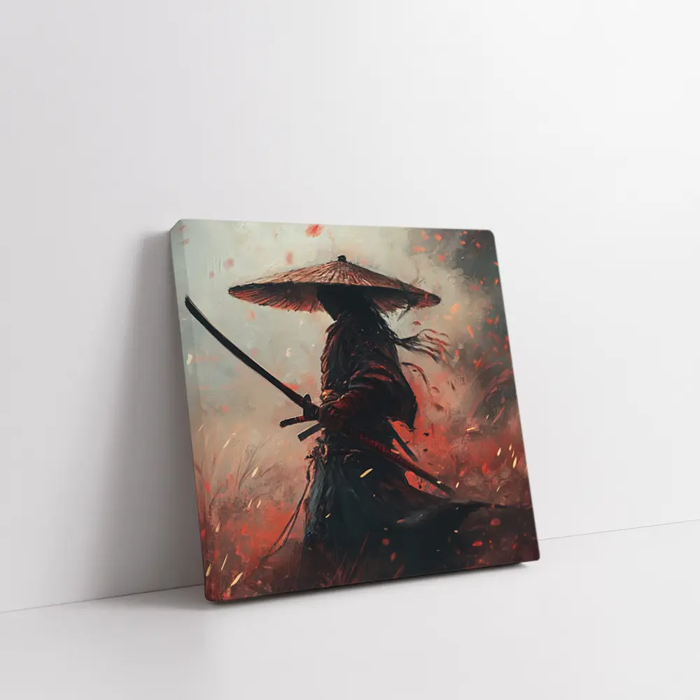 Samurai Warrior With Katana Ember Storm – Wall Art