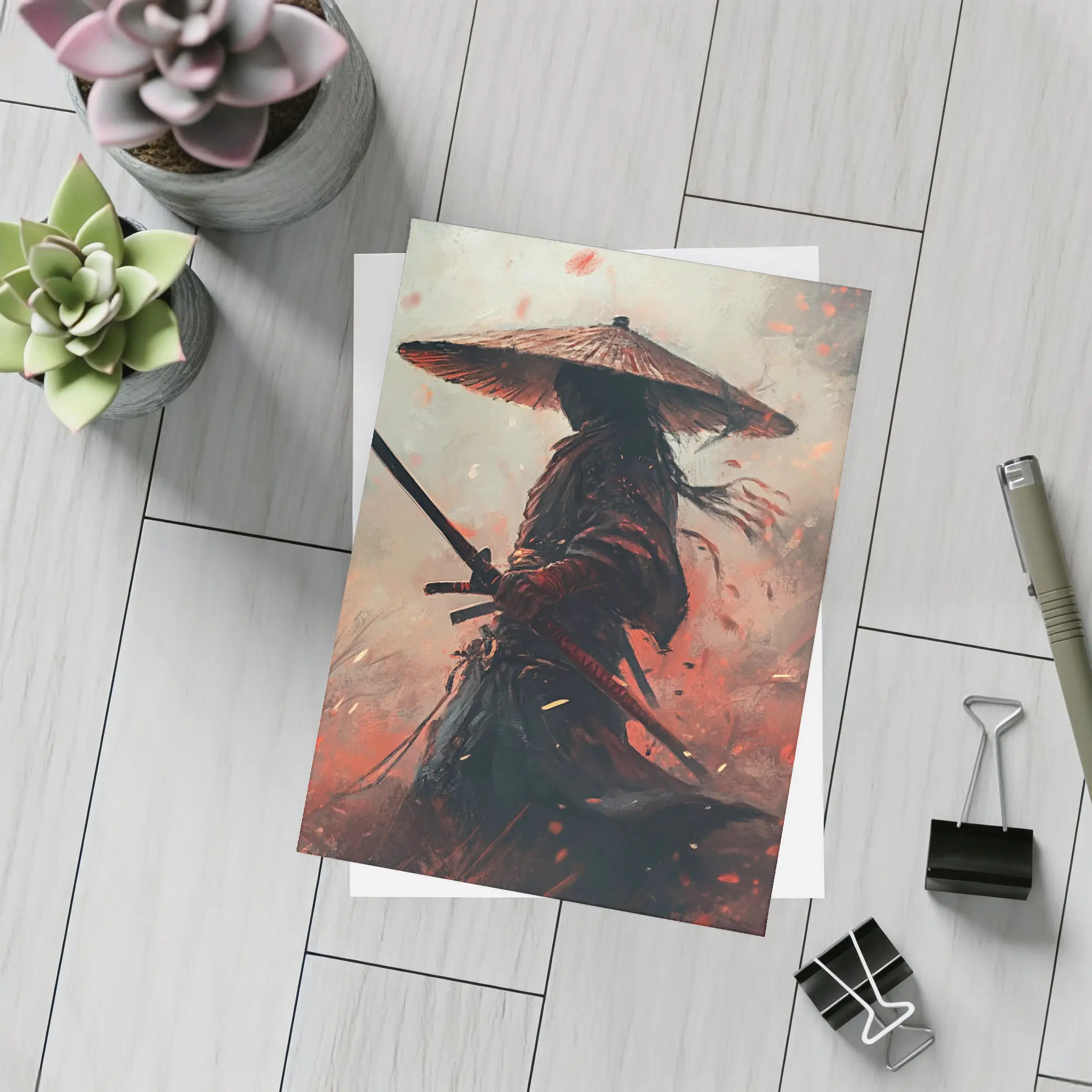 Samurai Warrior With Katana Ember Storm – Postcards
