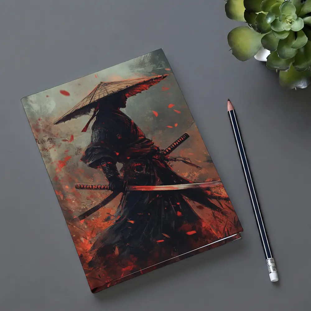 Samurai Warrior Dark Fire Petals Art – Notebooks