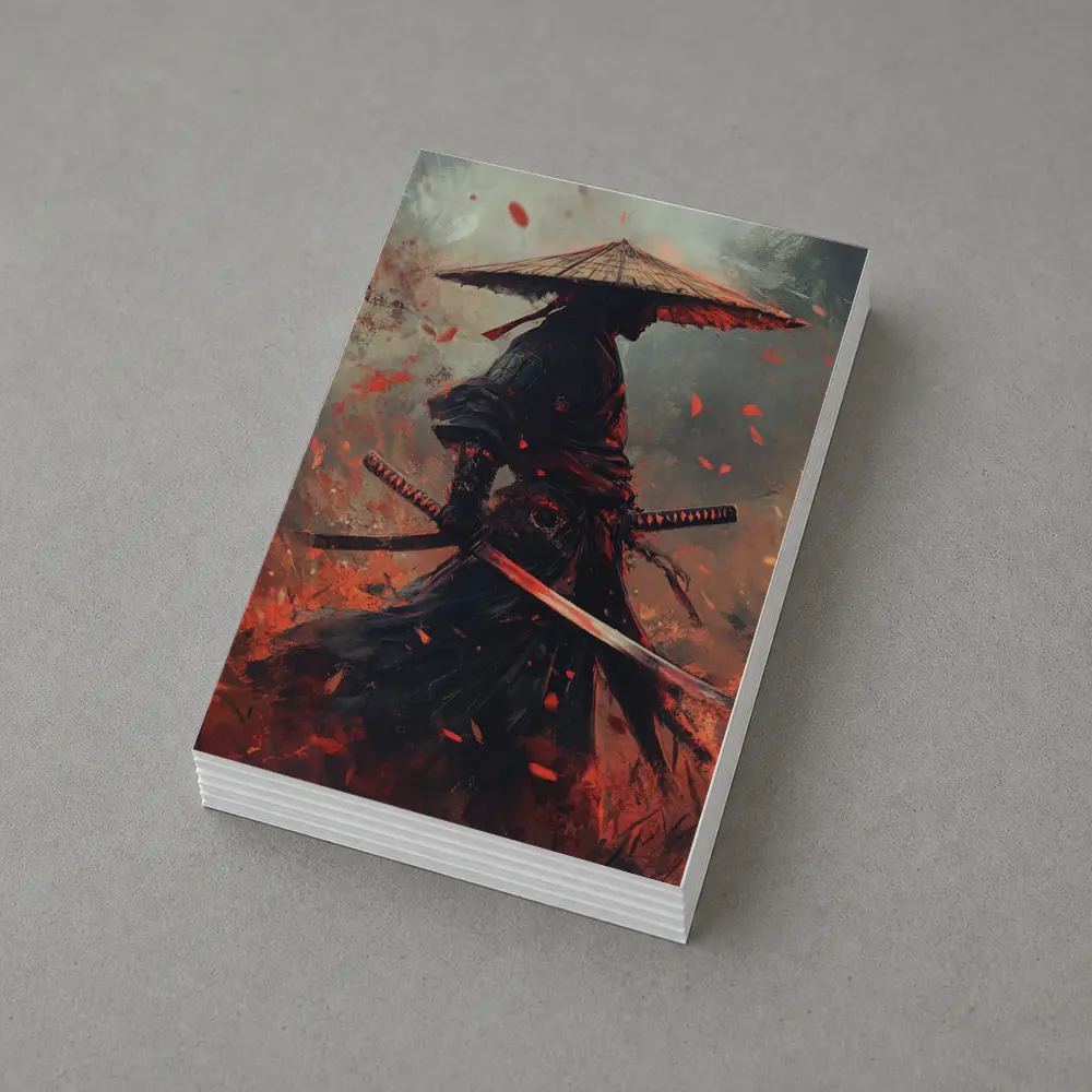 Samurai Warrior Dark Fire Petals Art – Postcards