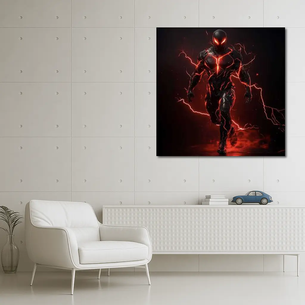 Dark Armored Hero Red Lightning Storm – Wall Art