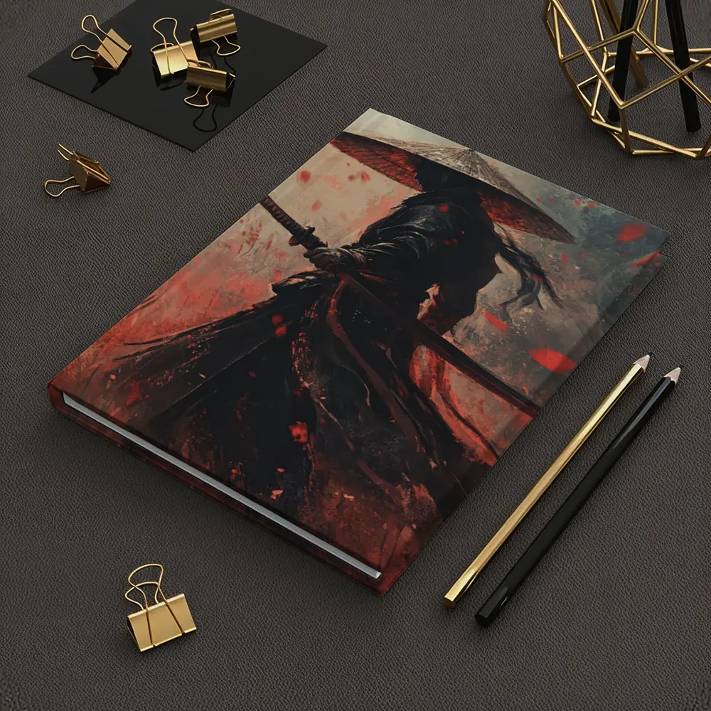 Samurai Warrior Red Petals Dark Art – Notebooks