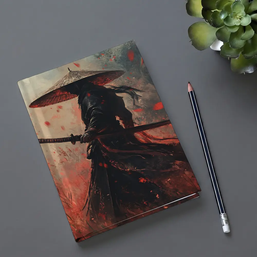 Samurai Warrior Red Petals Dark Art – Notebooks