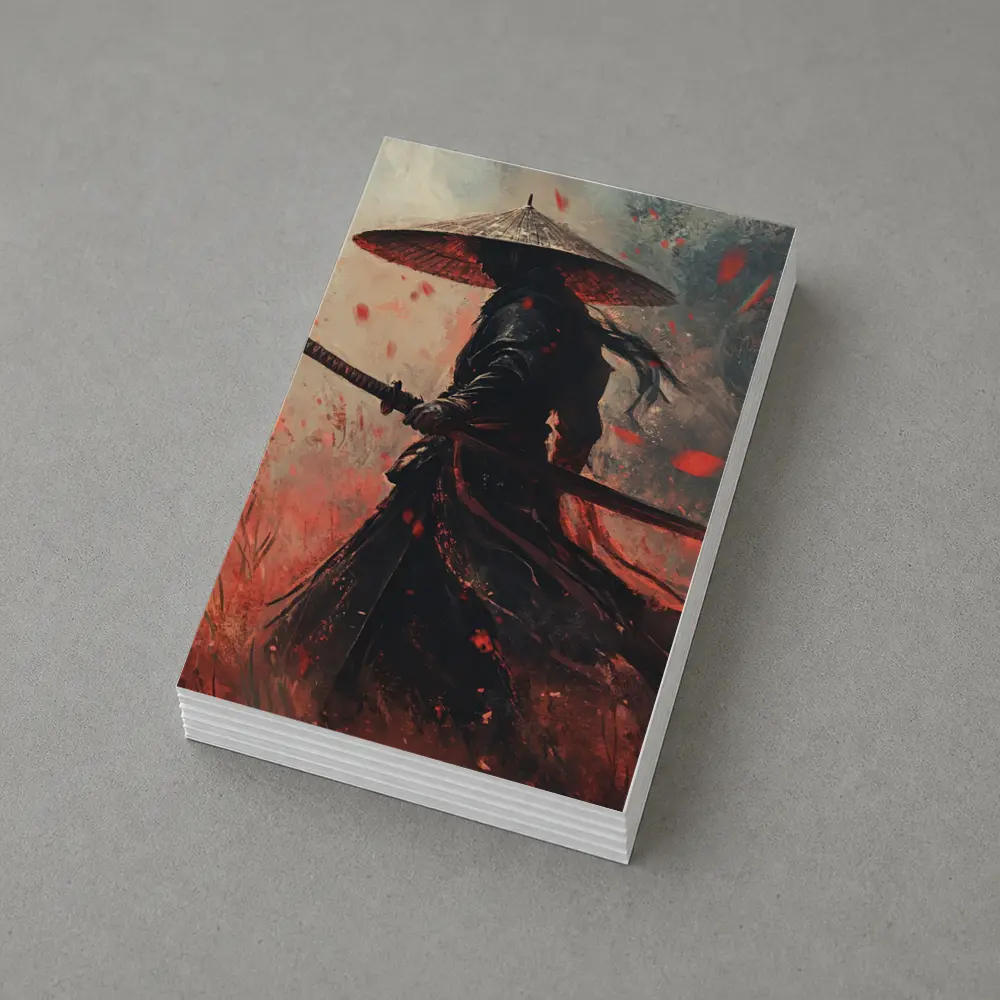 Samurai Warrior Red Petals Dark Art – Postcards