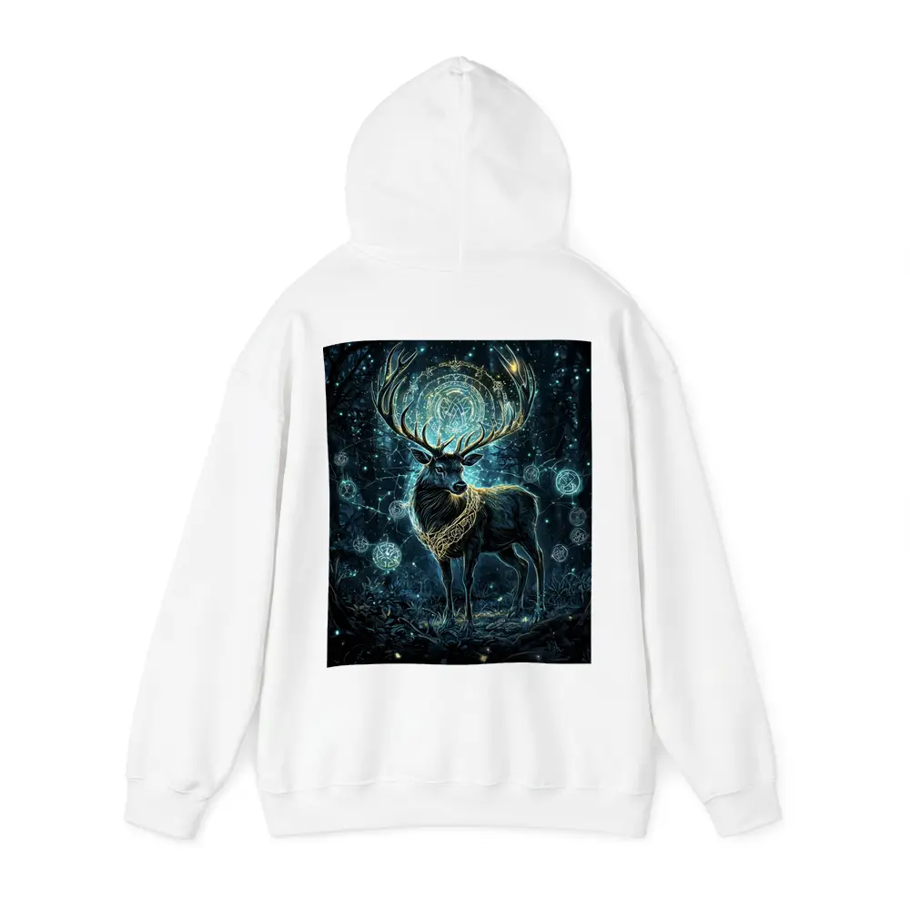 Mystical Stag Glowing Runes Dark Forest – Hoodies