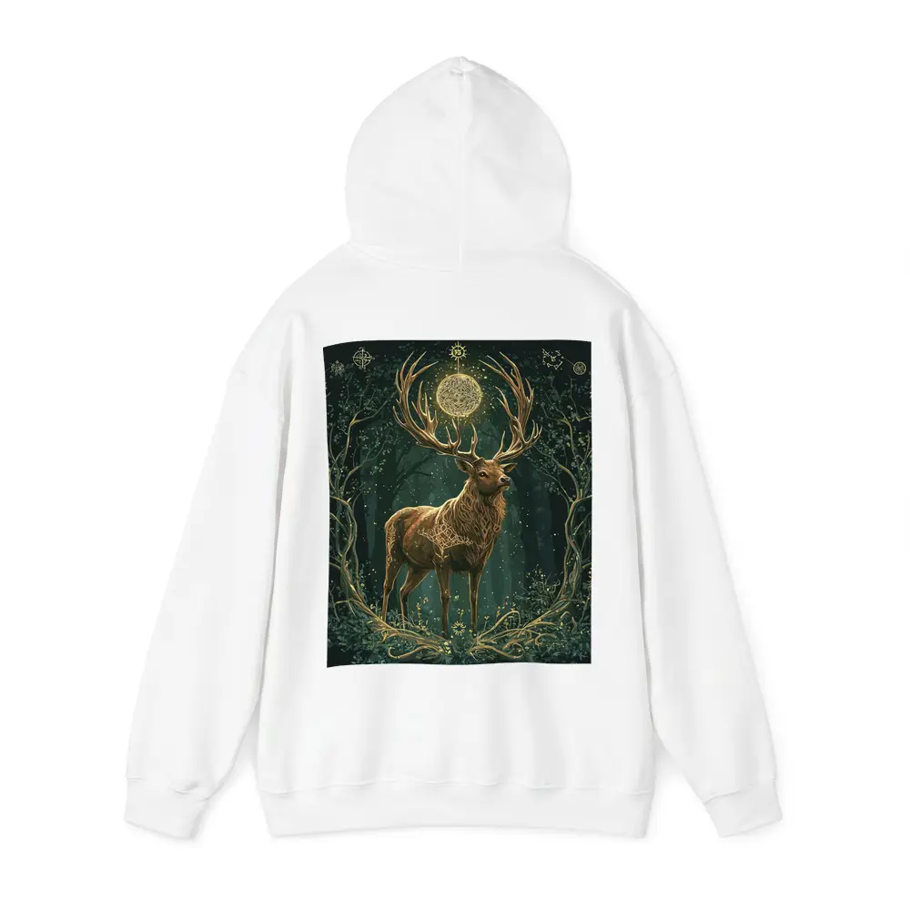 Mystic Stag Celtic Forest Glowing Moon Art – Hoodies