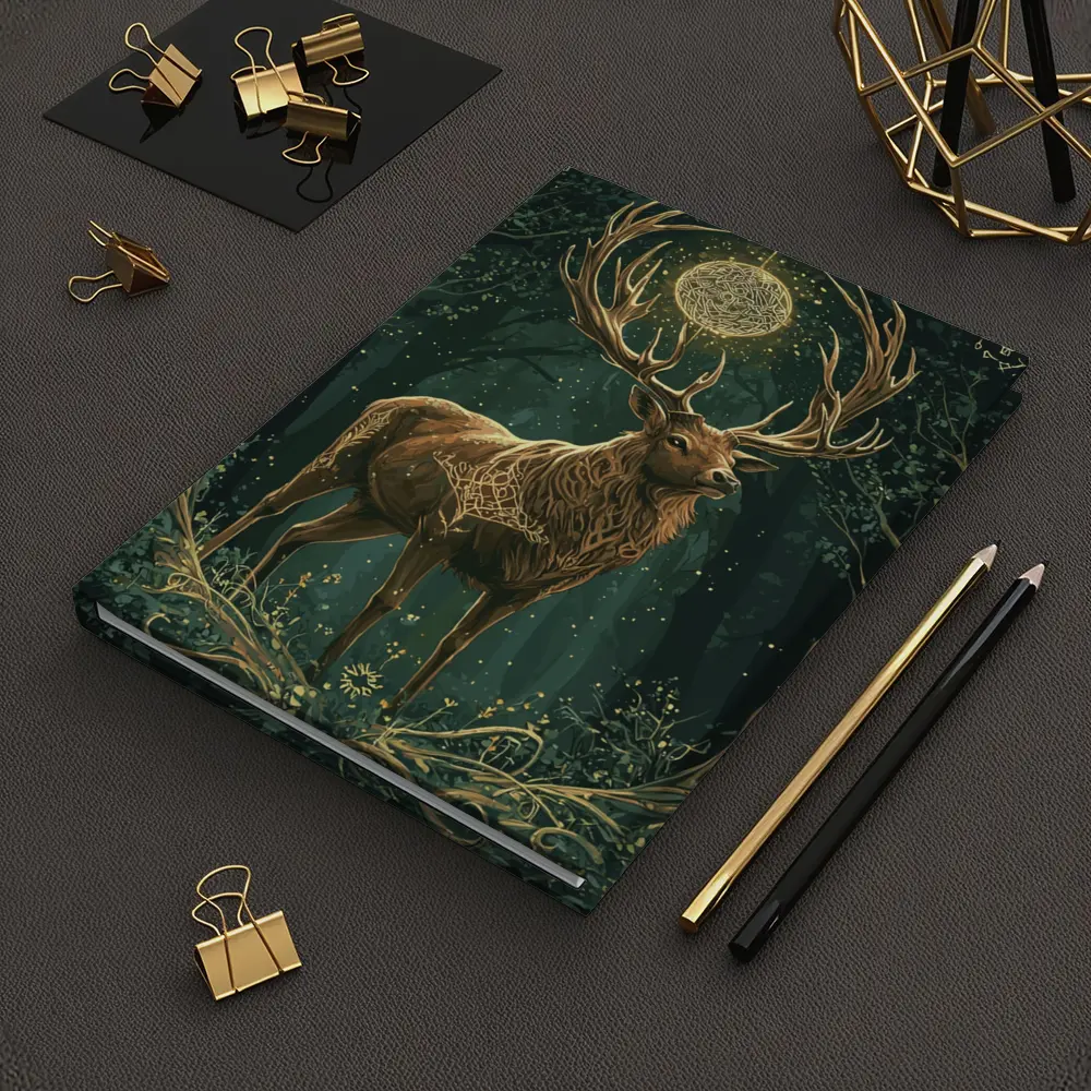 Mystic Stag Celtic Forest Glowing Moon Art – Notebooks