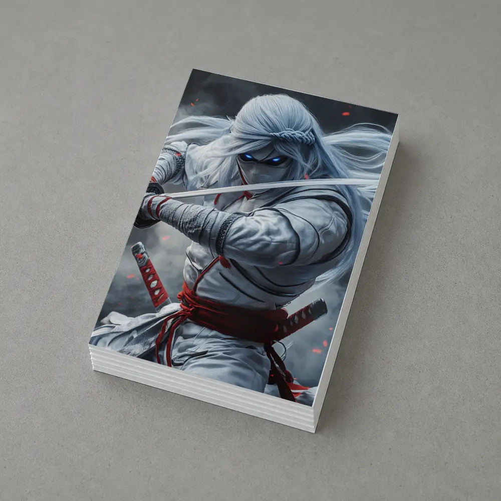 White Ninja Warrior Dual Katana Smoke – Postcards
