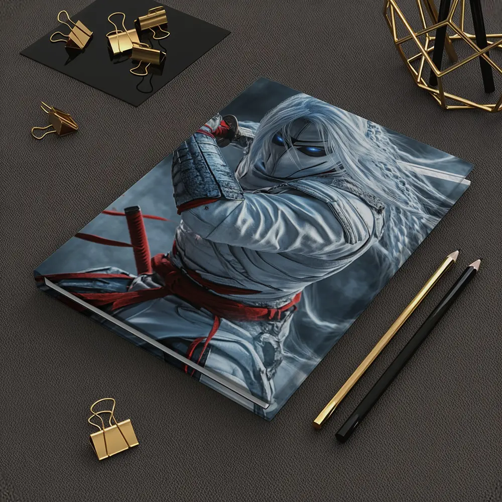 White Ninja Warrior with Katana Sword – Notebooks
