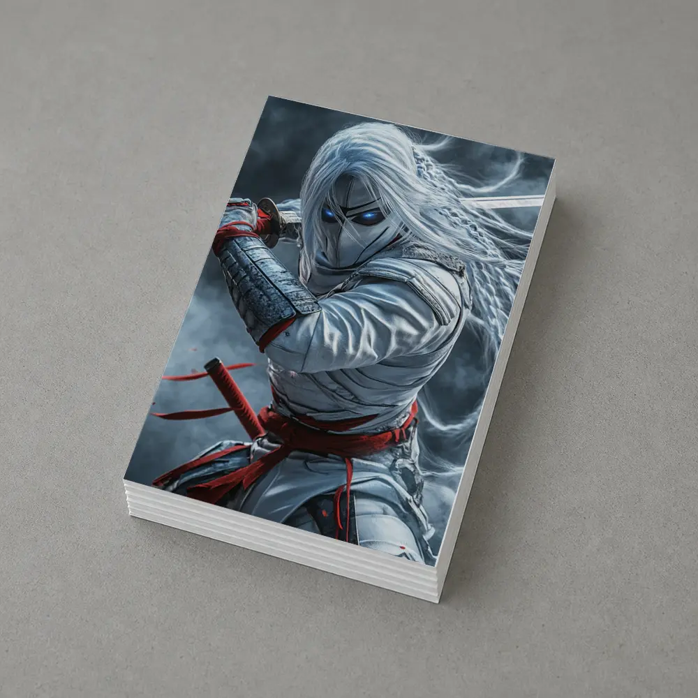 White Ninja Warrior with Katana Sword – Postcards