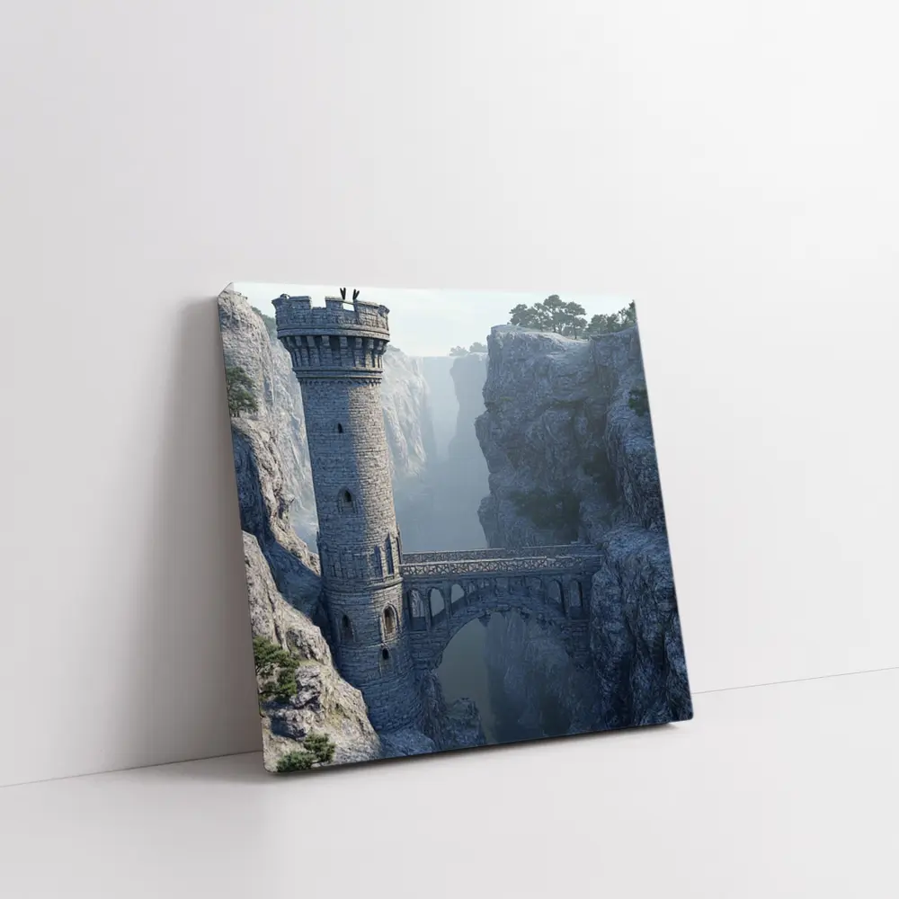 Medieval Stone Tower Bridge Canyon Mist – Wall Art