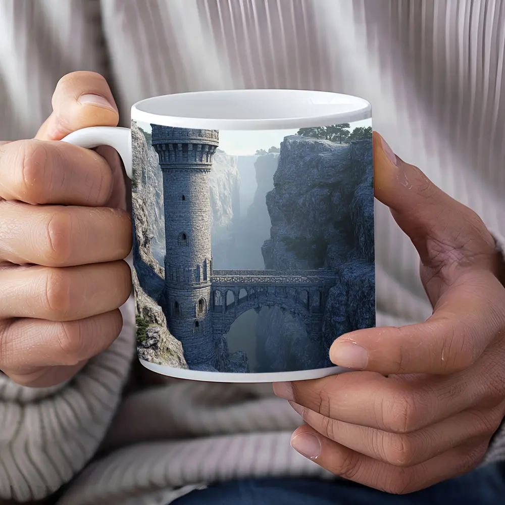 Medieval Stone Tower Bridge Canyon Mist – Mugs