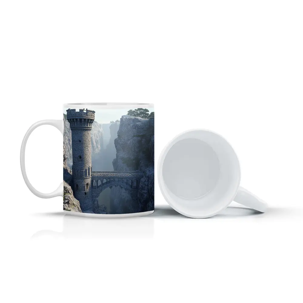 Medieval Stone Tower Bridge Canyon Mist – Mugs