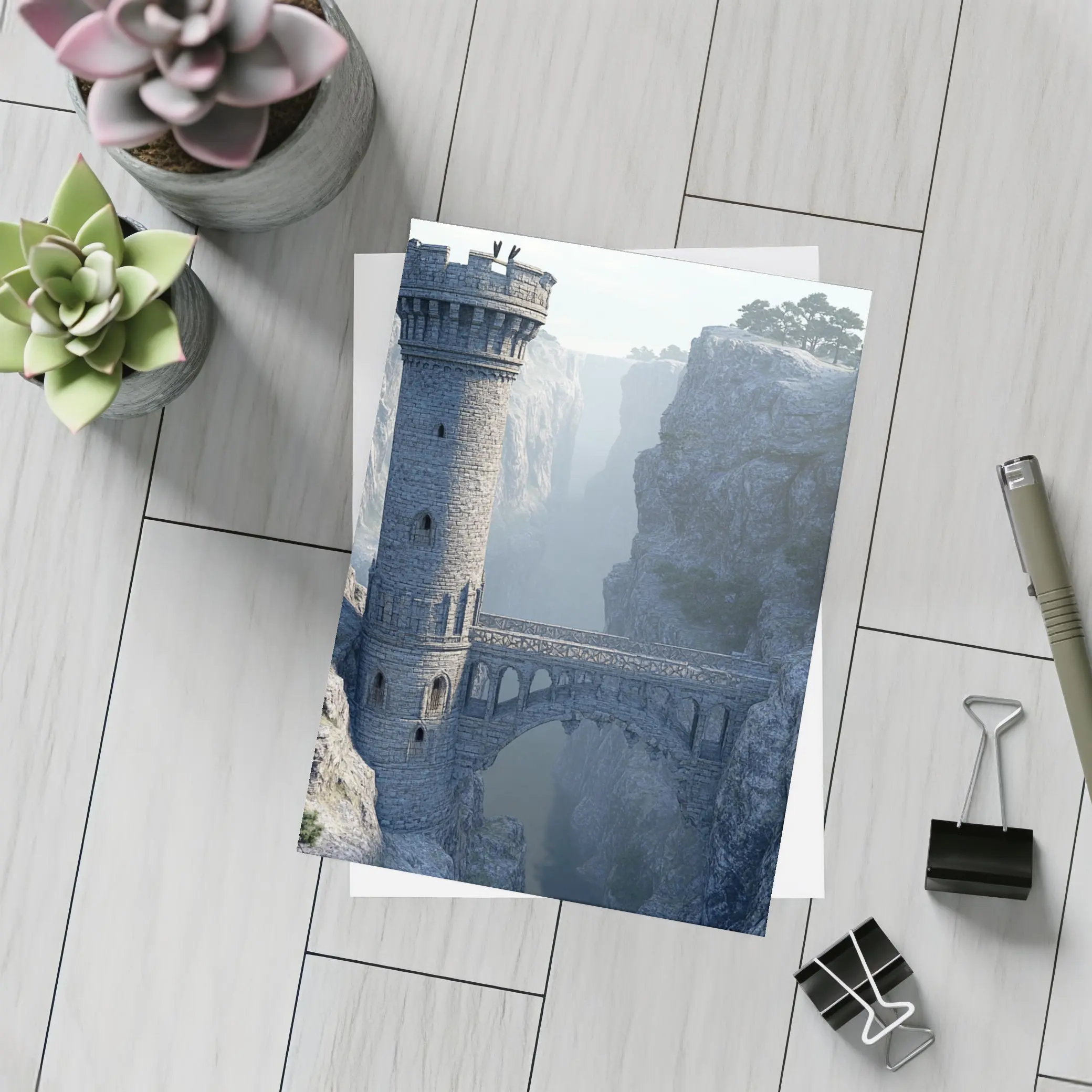 Medieval Stone Tower Bridge Canyon Mist – Postcards