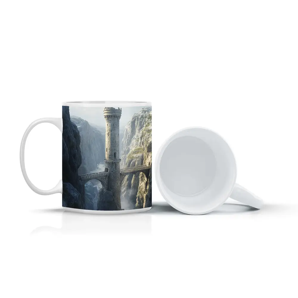 Stone Tower Bridge Canyon Fantasy Art – Mugs