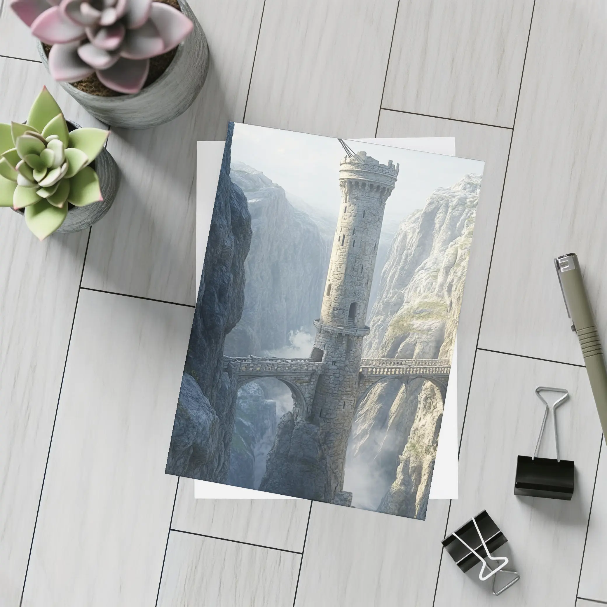 Stone Tower Bridge Canyon Fantasy Art – Postcards