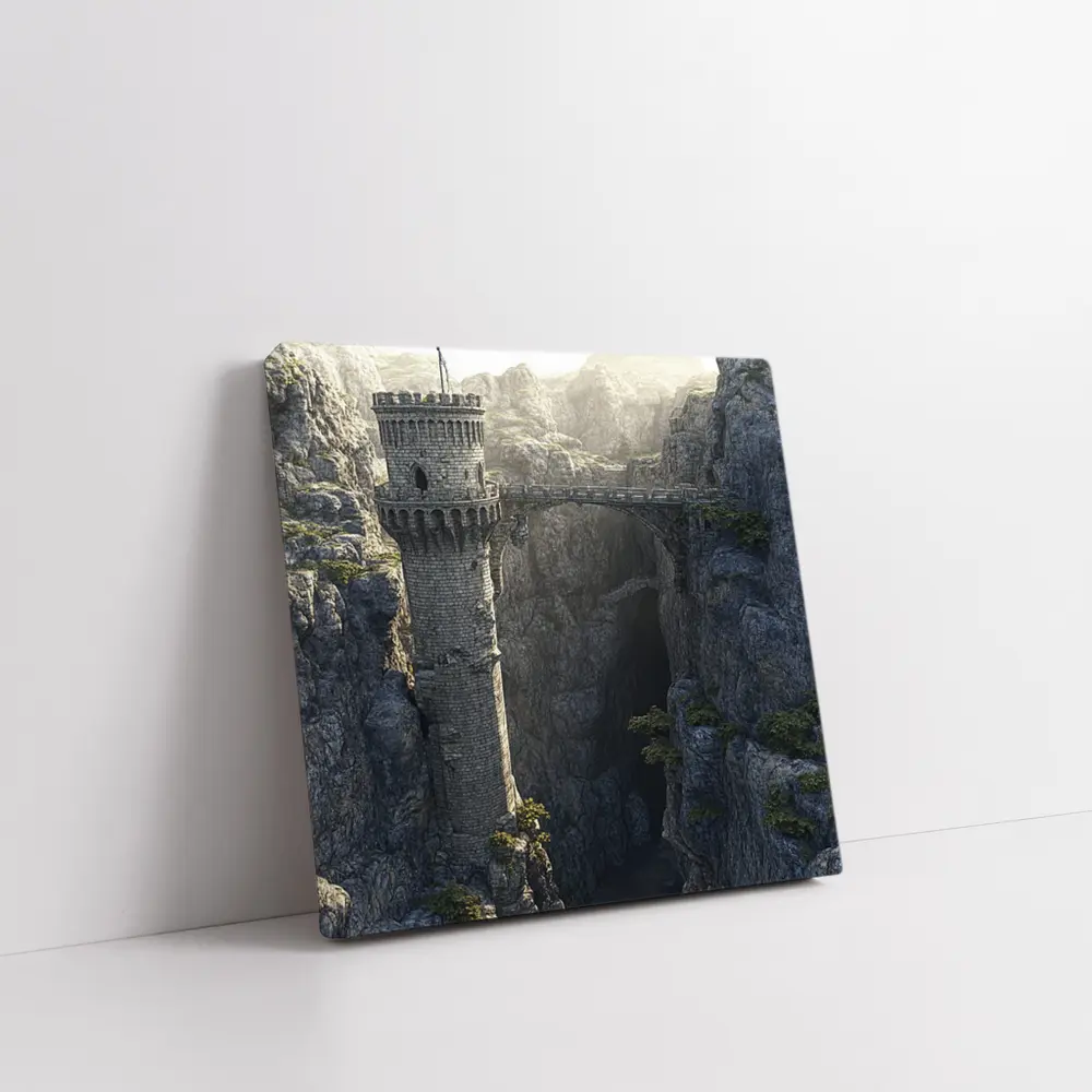 Medieval Stone Tower Bridge Rocky Canyon – Wall Art