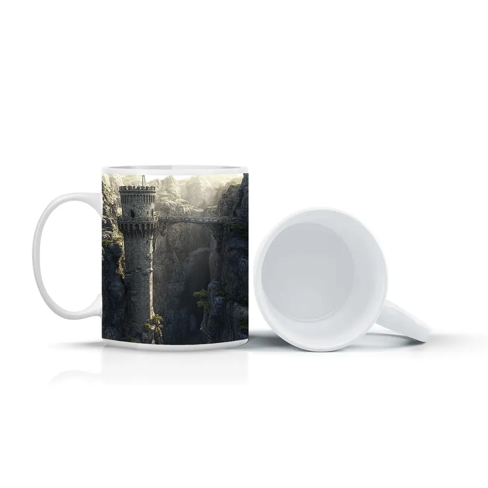 Medieval Stone Tower Bridge Rocky Canyon – Mugs