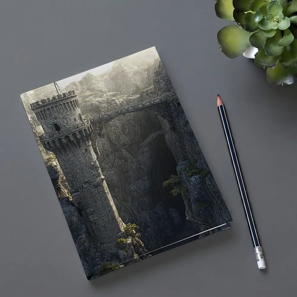 Medieval Stone Tower Bridge Rocky Canyon – Notebooks