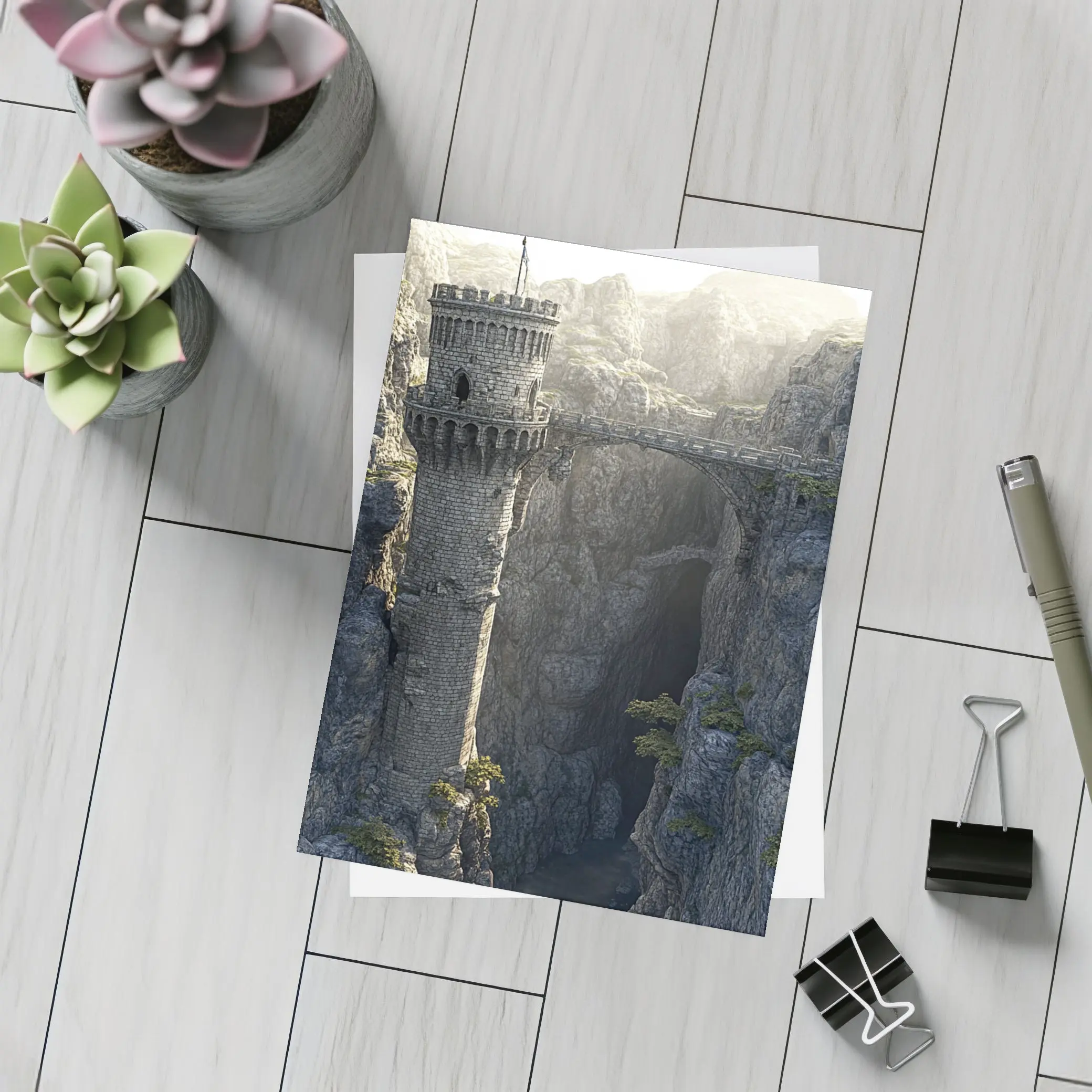 Medieval Stone Tower Bridge Rocky Canyon – Postcards