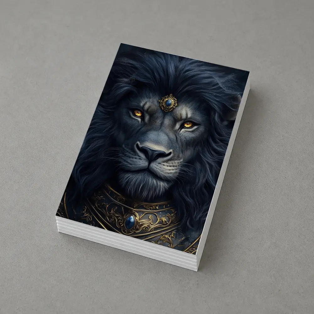 Dark Fantasy Lion Warrior Gold Armor Art – Postcards