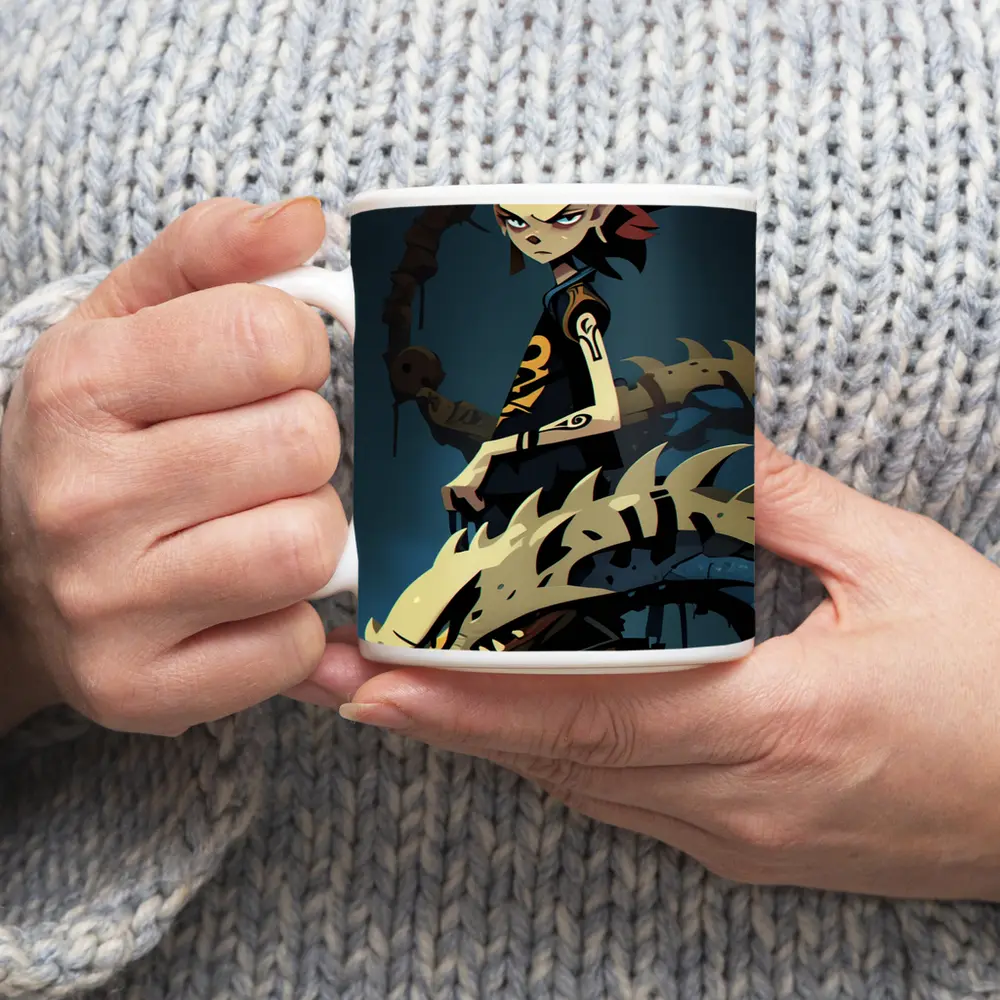 Anime Girl Riding Dragon Dark Fantasy Art – Mugs
