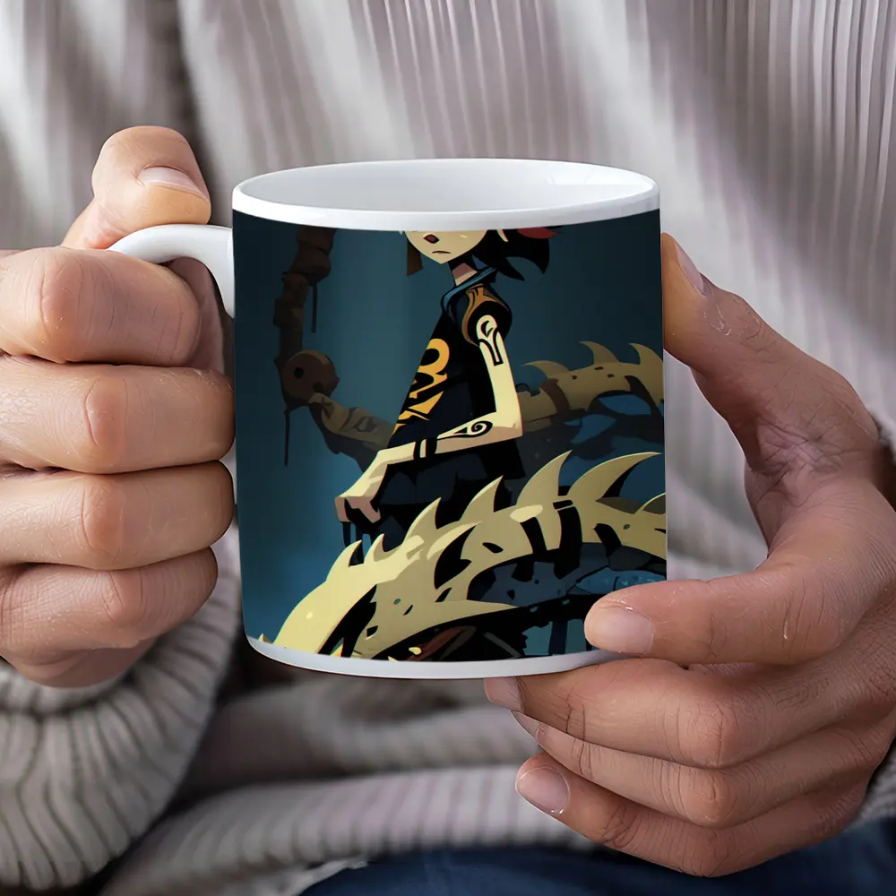 Anime Girl Riding Dragon Dark Fantasy Art – Mugs