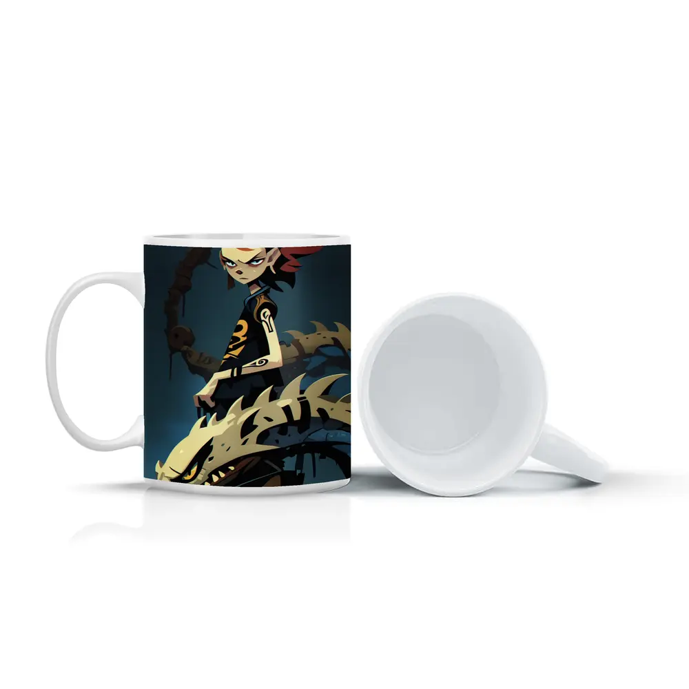 Anime Girl Riding Dragon Dark Fantasy Art – Mugs