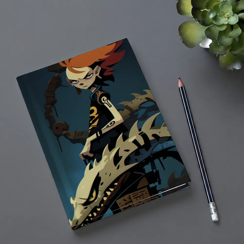 Anime Girl Riding Dragon Dark Fantasy Art – Notebooks