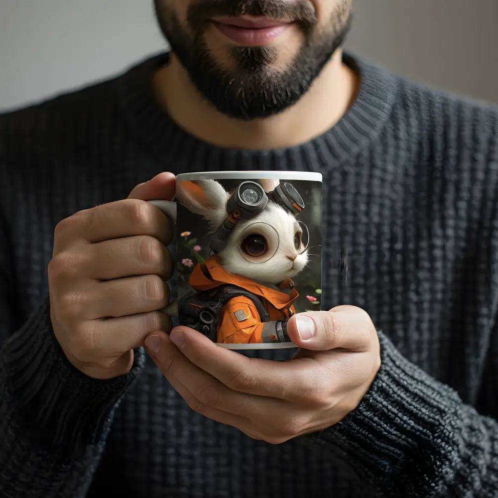 Steampunk Rabbit Explorer Orange Suit Fantasy – Mugs