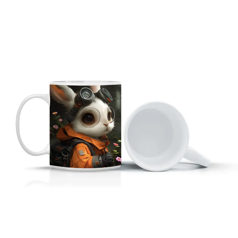 Steampunk Rabbit Explorer Orange Suit Fantasy – Mugs