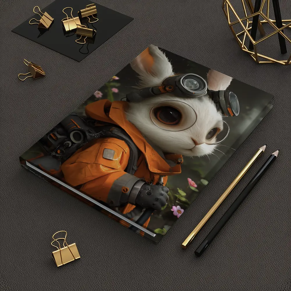 Steampunk Rabbit Explorer Orange Suit Fantasy – Notebooks
