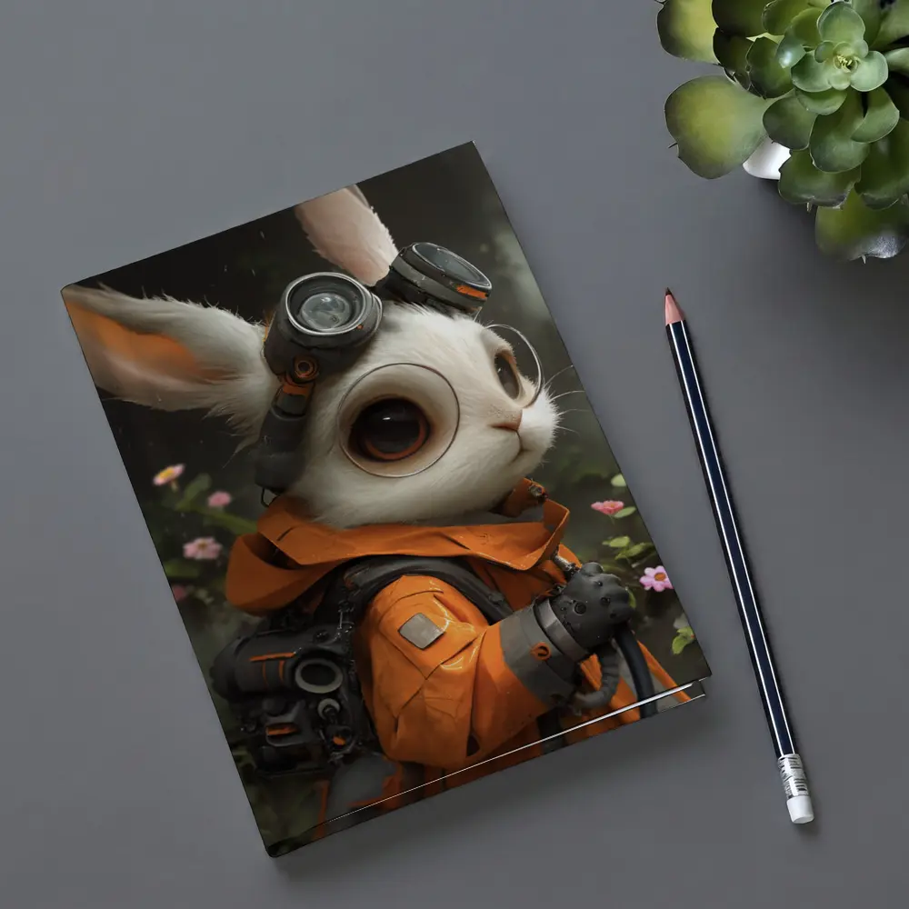 Steampunk Rabbit Explorer Orange Suit Fantasy – Notebooks