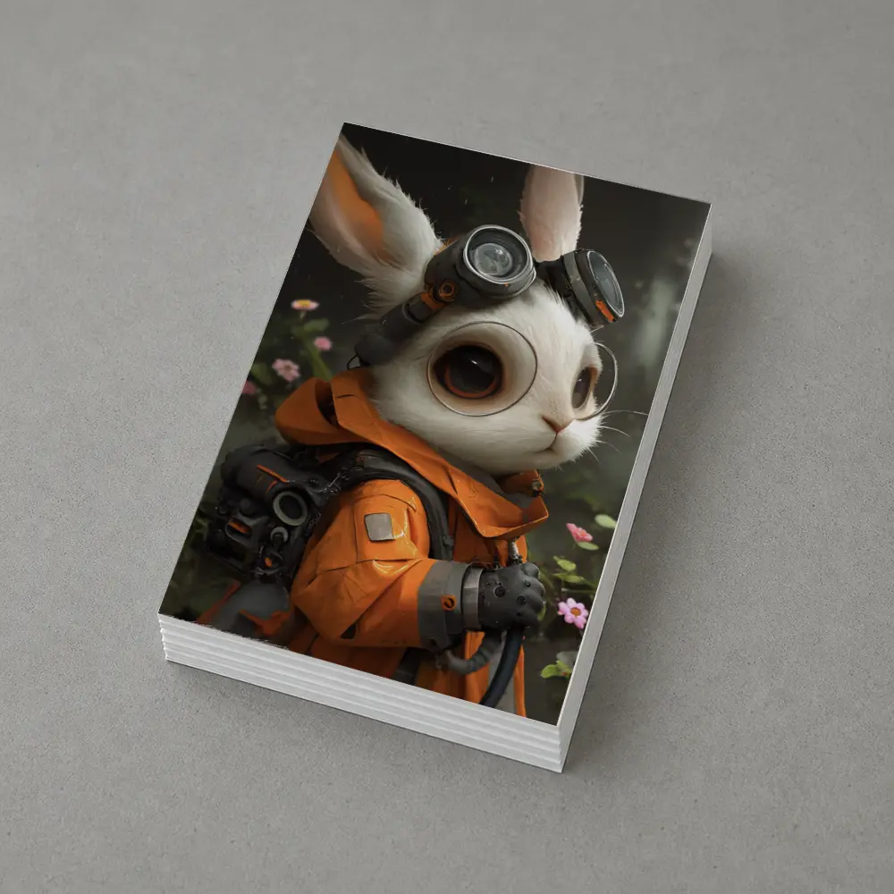 Steampunk Rabbit Explorer Orange Suit Fantasy – Postcards