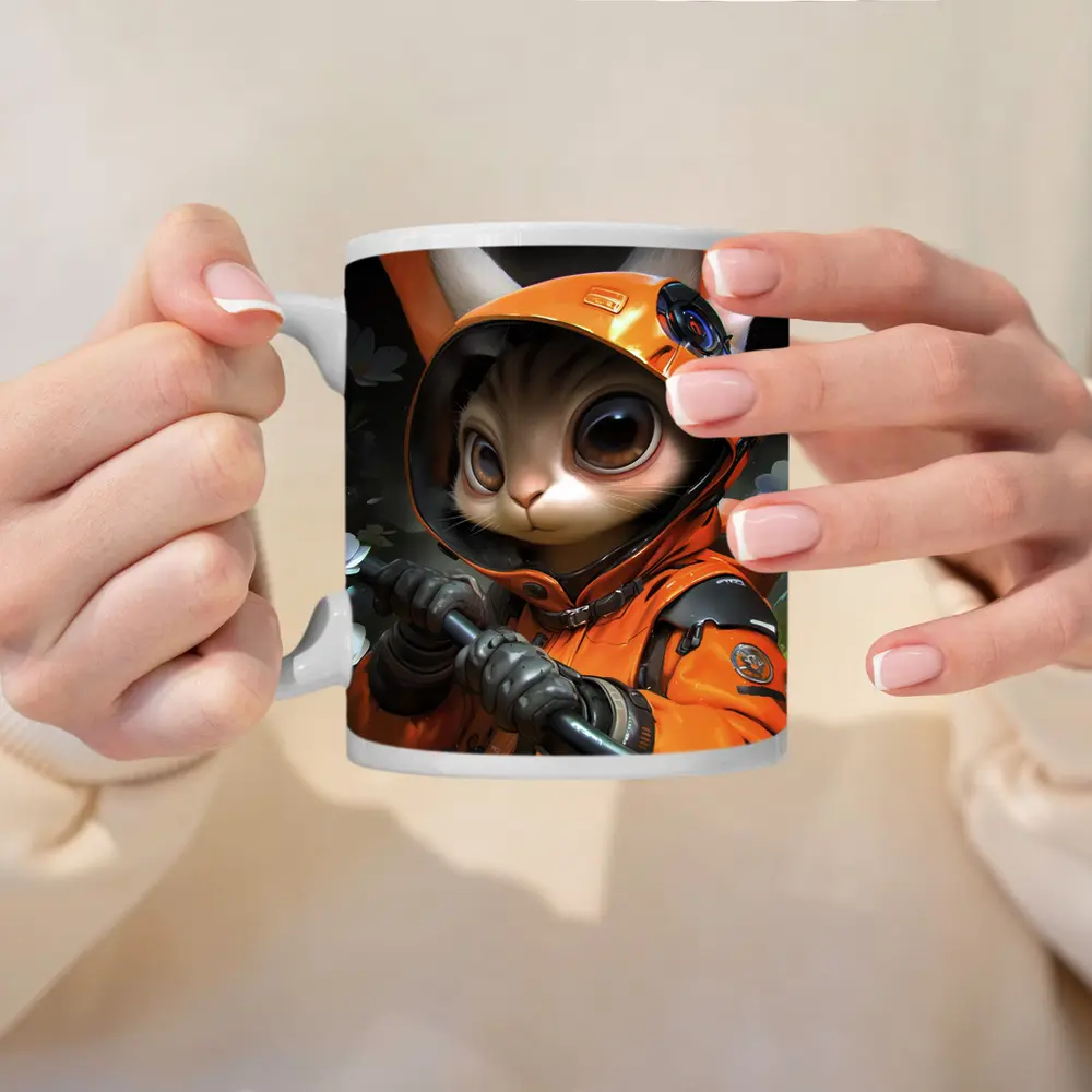 Astronaut Bunny Cat Orange Space Suit – Mugs