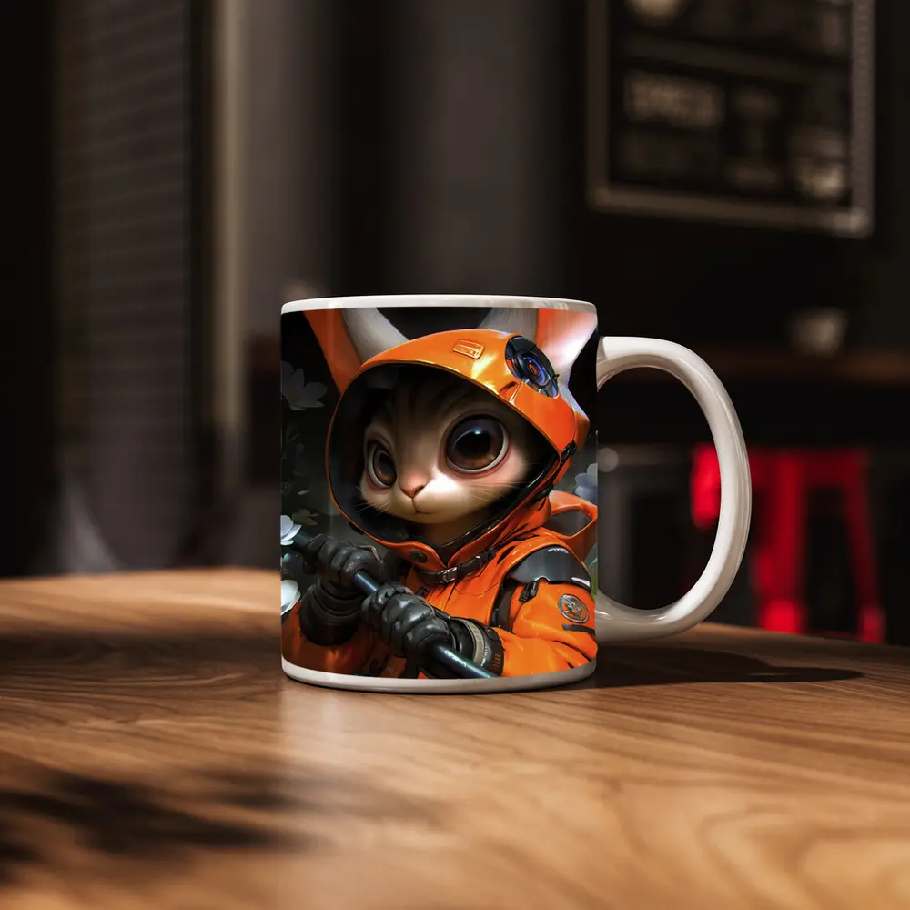 Astronaut Bunny Cat Orange Space Suit – Mugs