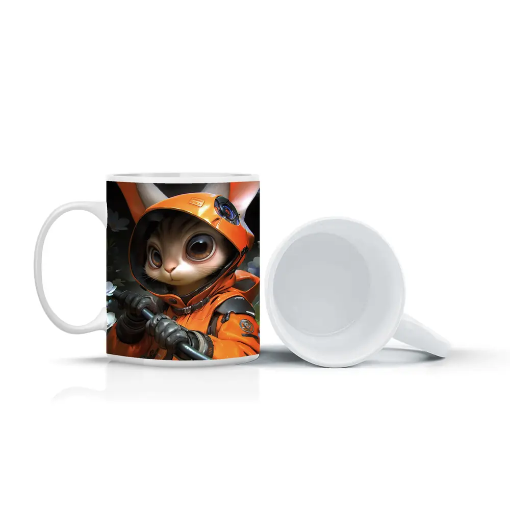 Astronaut Bunny Cat Orange Space Suit – Mugs