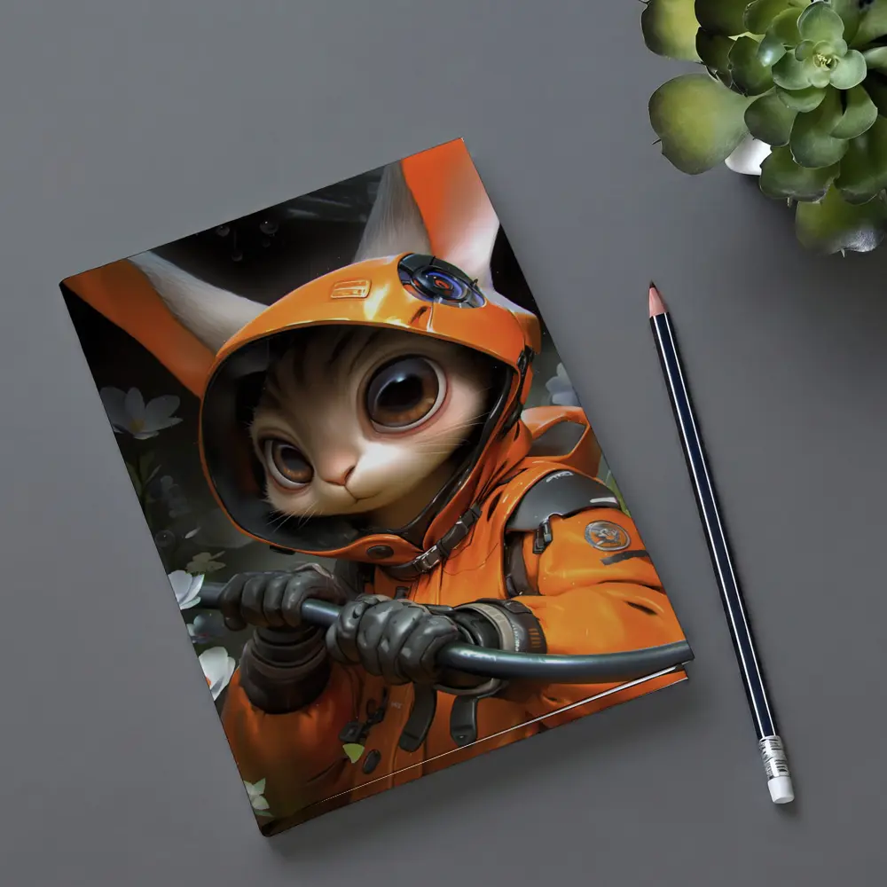 Astronaut Bunny Cat Orange Space Suit – Notebooks