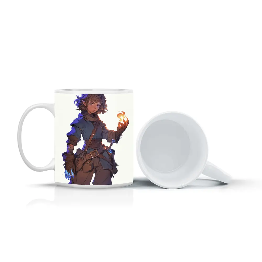 Anime Halfling Mage With Fire Magic – Mugs