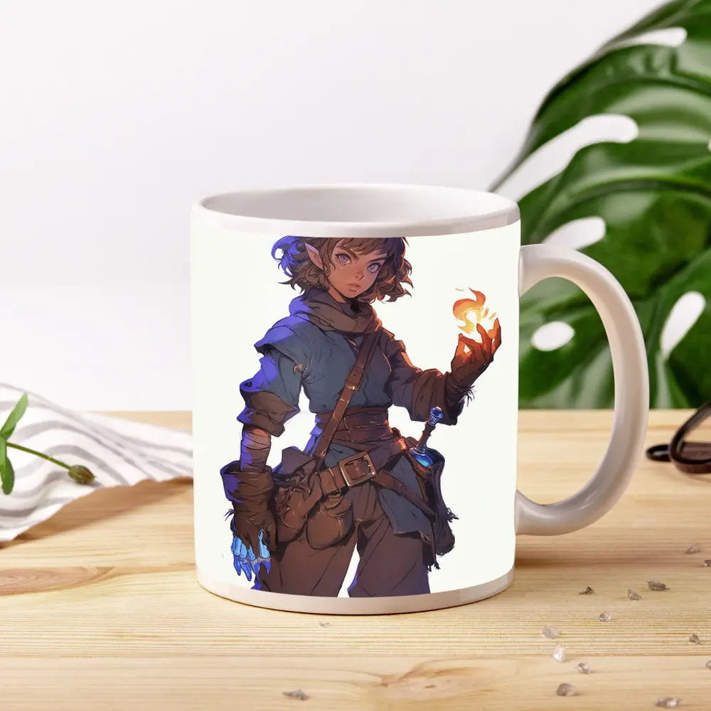 Anime Halfling Mage With Fire Magic – Mugs